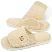 LB LONGBAY SINCE 1997 LongBay Women's Open Toe Slide Slippers Memory Foam Adjustable Bedroom House Shoes for Indoor