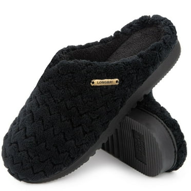 LongBay Women’s Soft Flannel Memory Foam Slippers Slip on House Fuzzy Shoes Indoor Outdoor