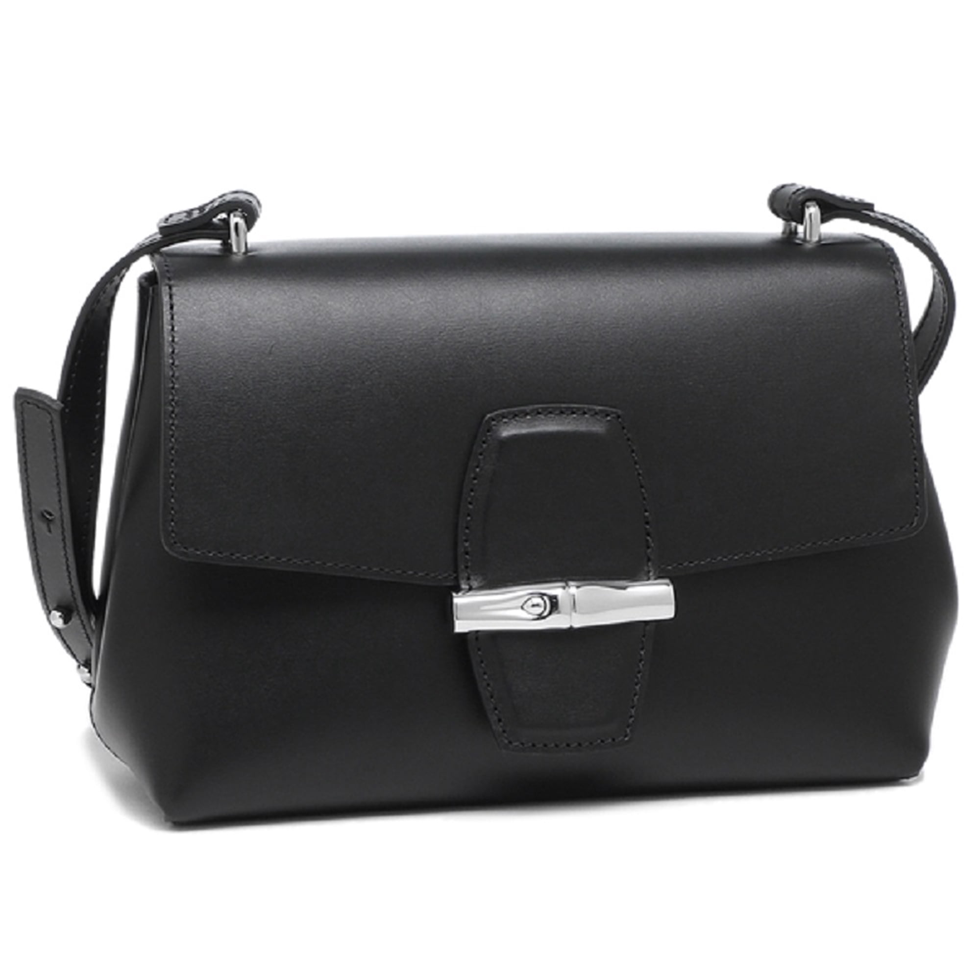 Longchamp Ladies Roseau Leather Shoulder Bag in Black