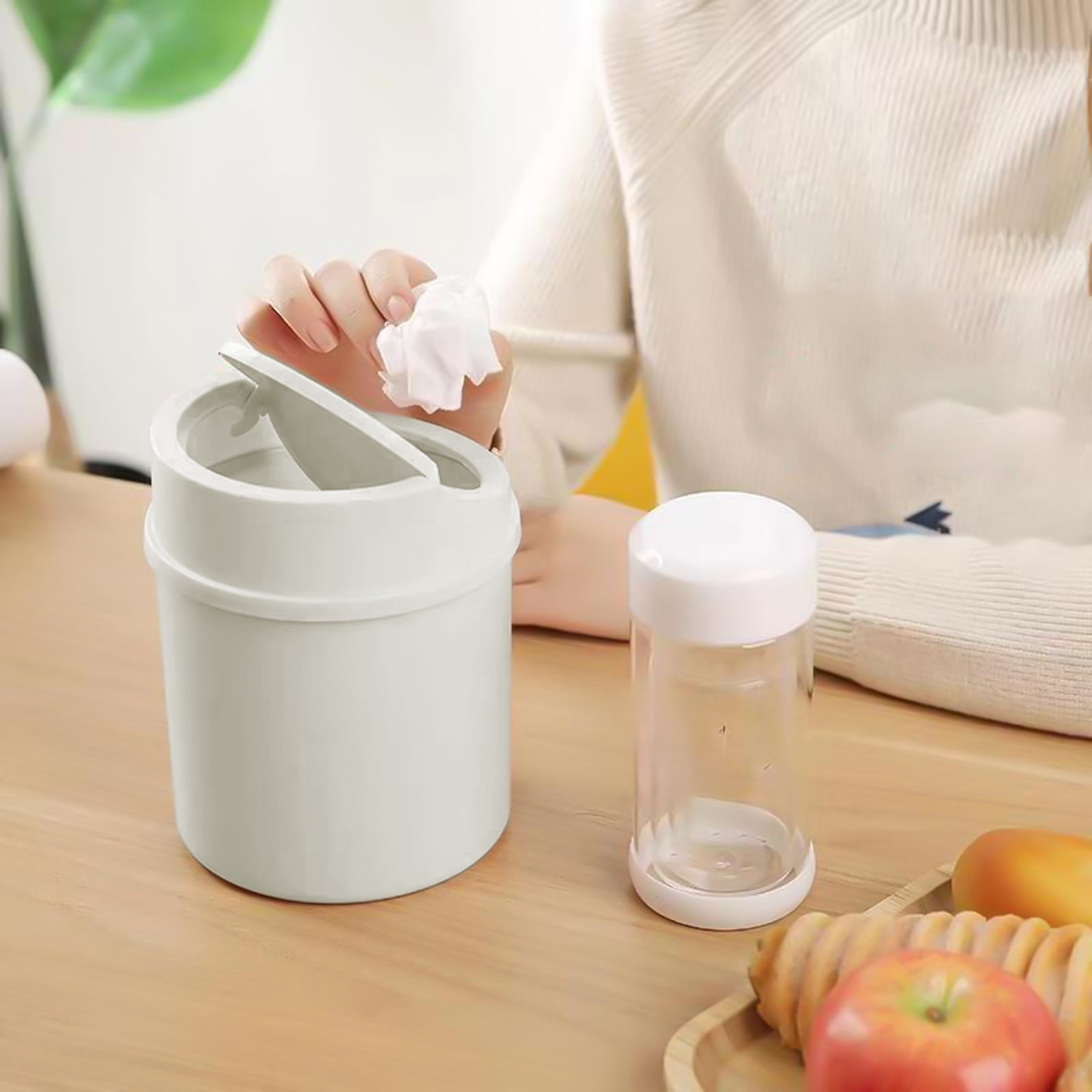 LongHanMao Desktop Trash Can Cute Small Bedroom Bedside Office Plastic