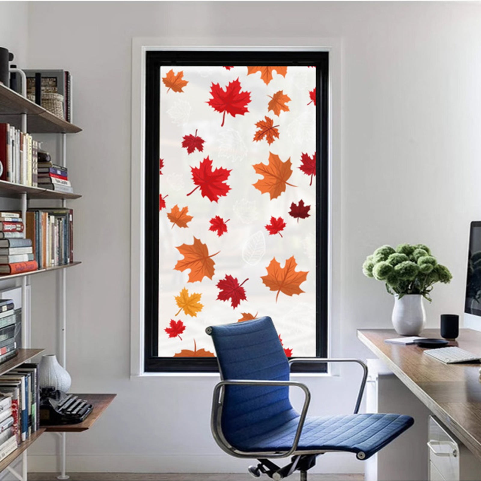 LongHanMao Electrostatic Pattern Window Sticker Maple Leaf Glass Film