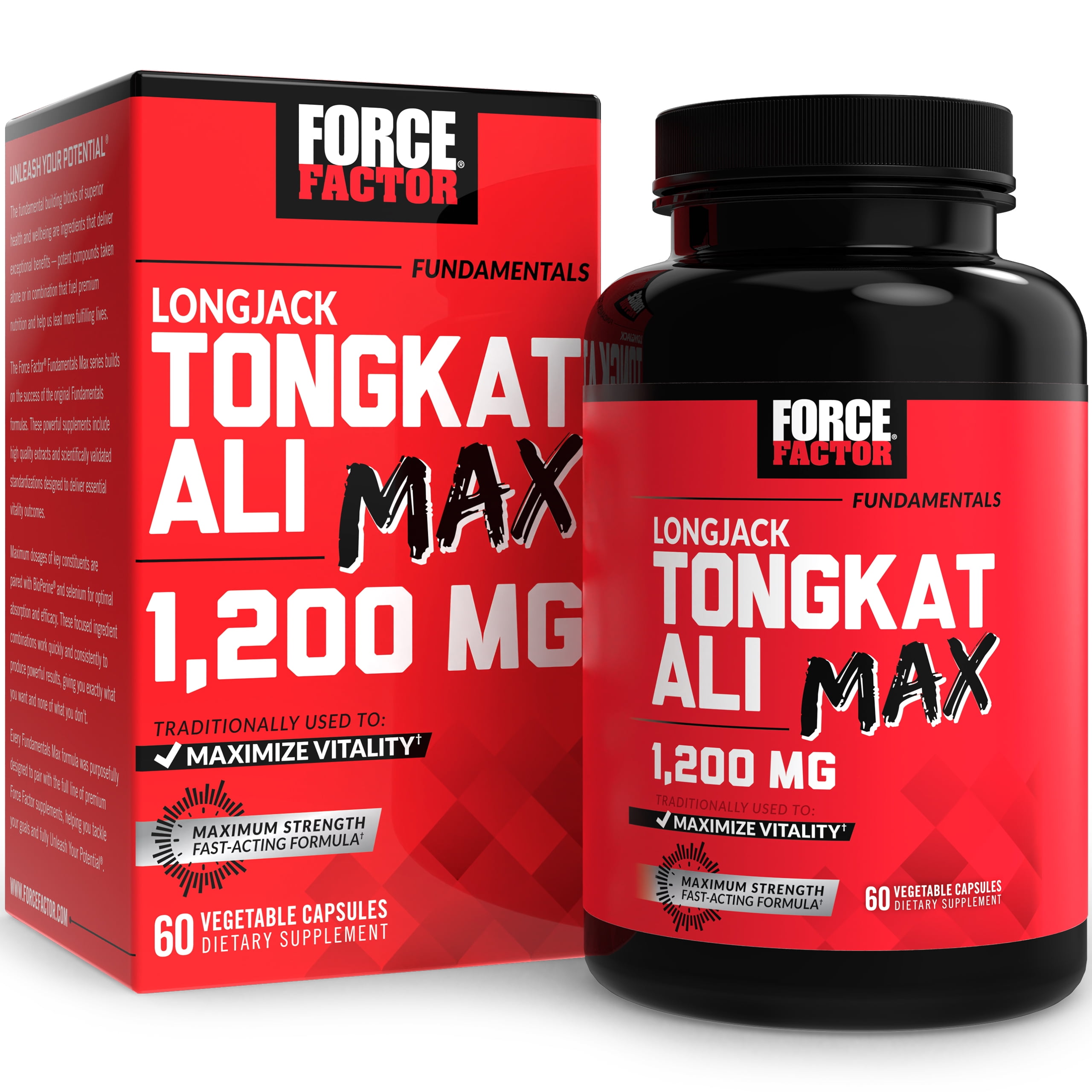 Force Factor Longjack Tongkat Ali Max, 1200mg Tongkat Ali for Men, Boost Libido, Stamina & Performance, Enhanced Absorption, 60 Vegetable Capsules