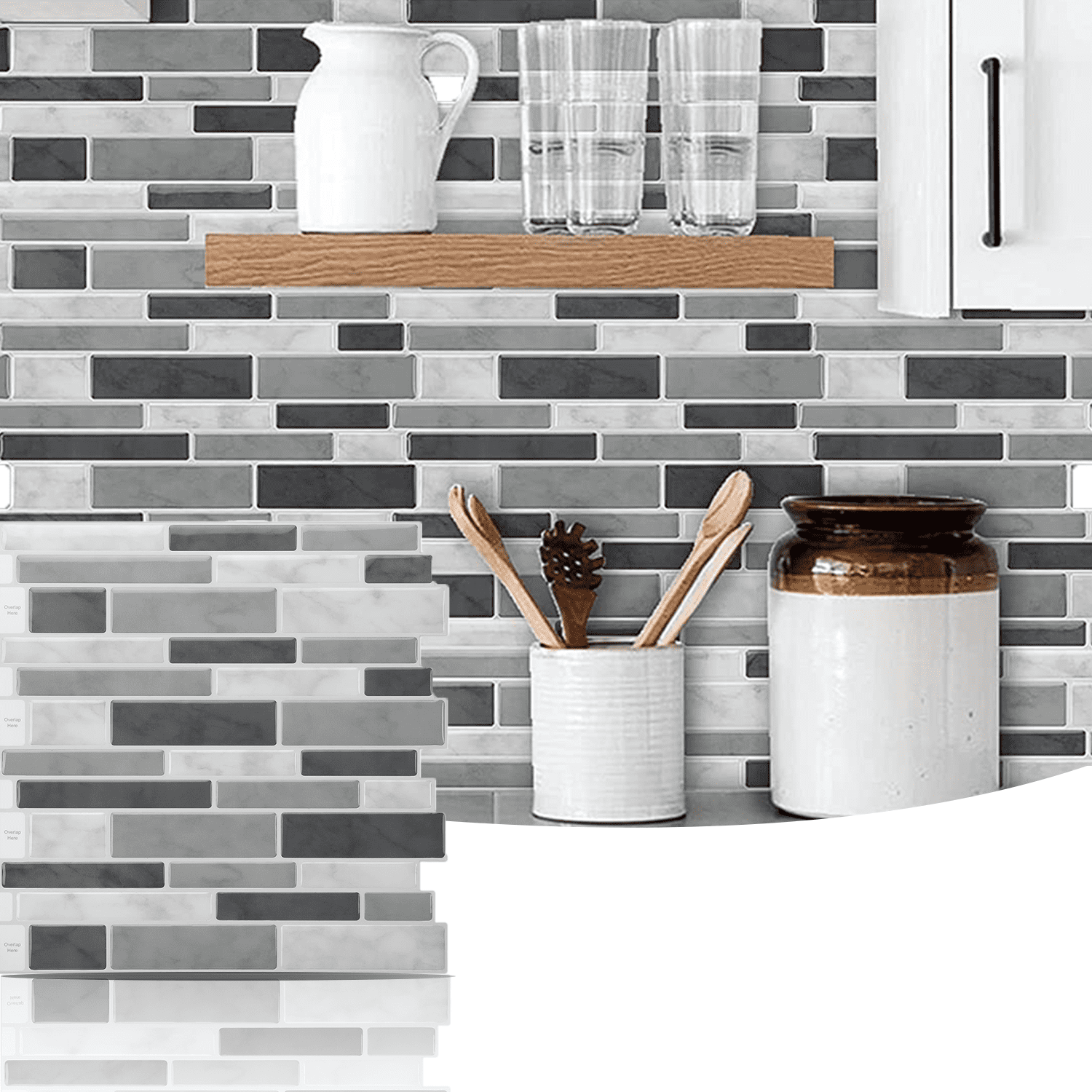 WESTICK Peel and Stick Backsplash 10 Sheets Peel and Stick Subway Tile  Backsplash Grey Marble Back Splash Stick on Tiles for Kitchen Oil-Proof  Tile