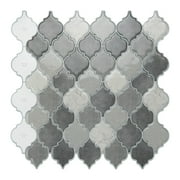 LongKing Peel and Stick Backsplash Tile Dark Gray Arabesque Wall Tile 12 in. x 12 in.  (10-Pack)