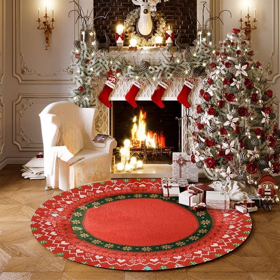 LongLiYi Christmas Round Rug 24 Inch,Christmas Area Rug Washable Christmas Rug Non Slip Rug Carpet for Xmas Living Room Bedroom Indoor Decoration