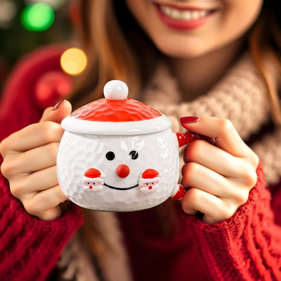 LongLiYi Home Products,Christmas Ceramic Mug With Lid Home Drinking Water Cup Christmas Gift Gift Coffee Cup