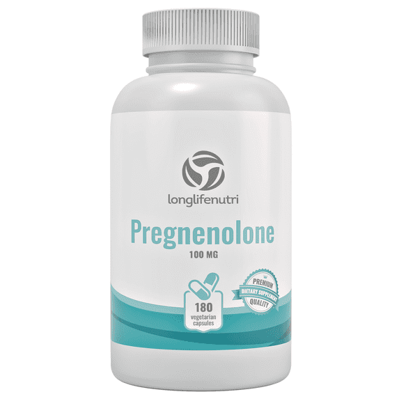 LongLifeNutri Pregnenolone 100mg - 180 Vegetarian Capsules, For Brain Health