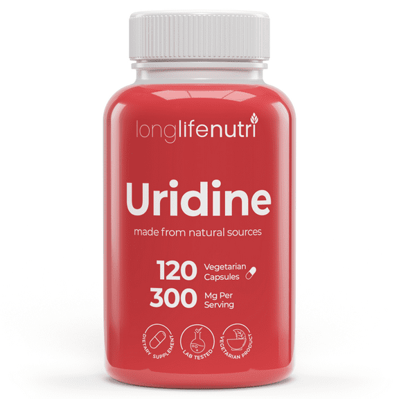 LongLifeNutri Uridine Monophosphate 300mg - 120 Vegetarian Capsules, Brain & Memory Support