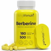 Berberine 500mg HCL Extract from Berberis Aristata Vulgaris, 180 Vegetarian Capsules, Digestive Supplement for Overall Well-Being, 6-Month Supply, Non-GMO,1000mg per Serving, GMP Certified, USA