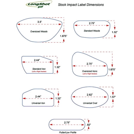 LongShot Golf Impact Label Pack - 100 Oversized Wood & 100 Oversized Iron Impact Labels