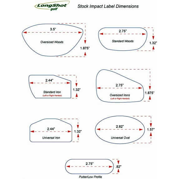 LongShot Golf Impact Label Pack - 250 Universal Iron Labels