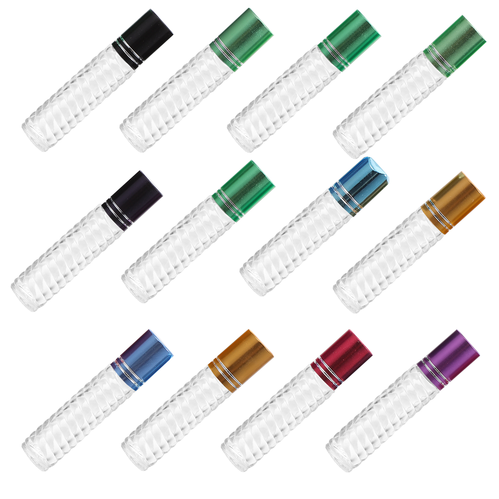 LongYTong 12pcs 5ml Refillable Glass Roll On Bottles Essential Oil