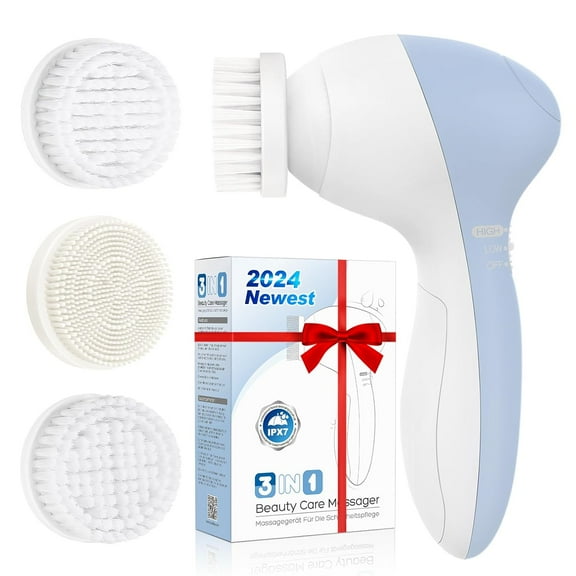 LongYTong 3-in-1 Face Cleansing Brush, Electric Face Spin Brush for Exfoliating, Massaging and Deep Cleansing
