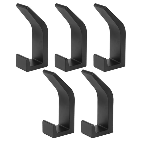 IMIKEYA 5Pcs Aluminum Hooks Wall Mount Metal Hooks Black Rust Resistant Home Wall Hangers
