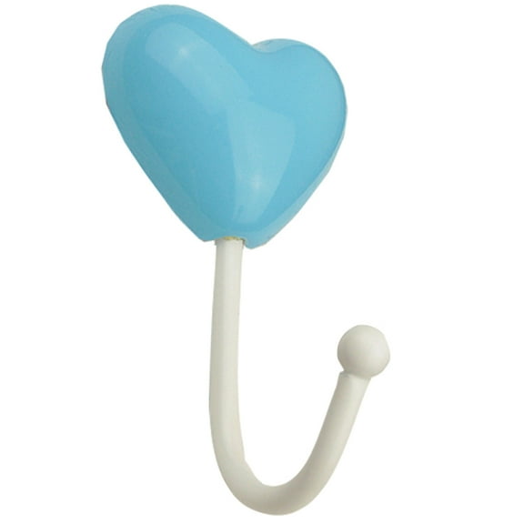 IMIKEYA Heart Shaped Wall Hooks Ceramic Hangers for Home Dorm Sky-Blue 1Pcs