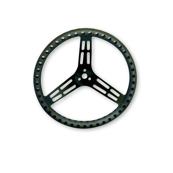 Longacre 52-56838 15 Inch Uncoated Aluminum Drilled Steering Wheel, Shot Peened Rim for Enhanced Grip and Prevent Wrist Strain, Features Lightweight Design