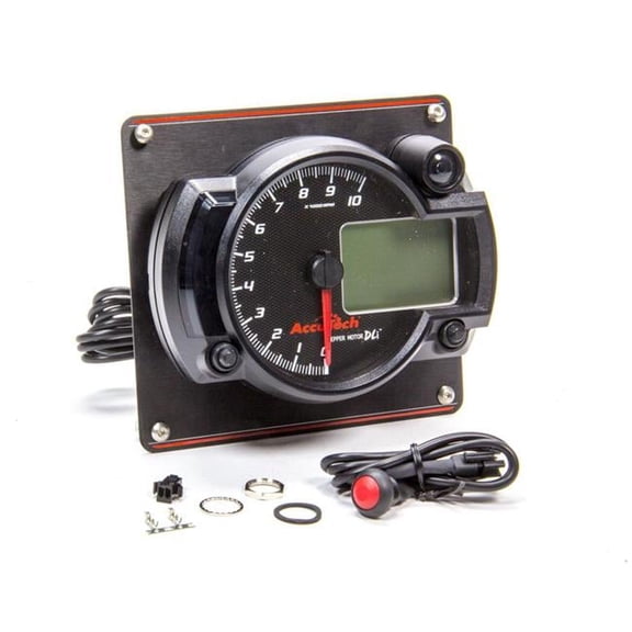 Longacre Racing 52-44479 Tach 4 in. Data Logging Aluminum Panel, Black