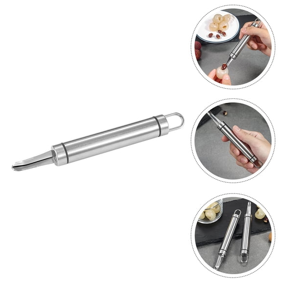 Toyandona Silver Longan Core Remover 304 Stainless Steel Kitchen Gadget 1Pc