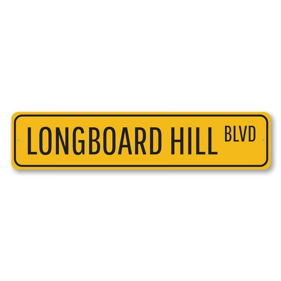 Longboard Hill BLVD Sign, Custom Beach Street Sign, Ocean Lover Sign, Beach House Decor, Sea Home Aluminum Decor - 4x18 inches