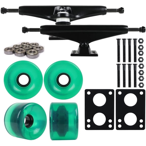 Longboard Package Core 7.0 Black Trucks 76mm Translucent Green Wheels