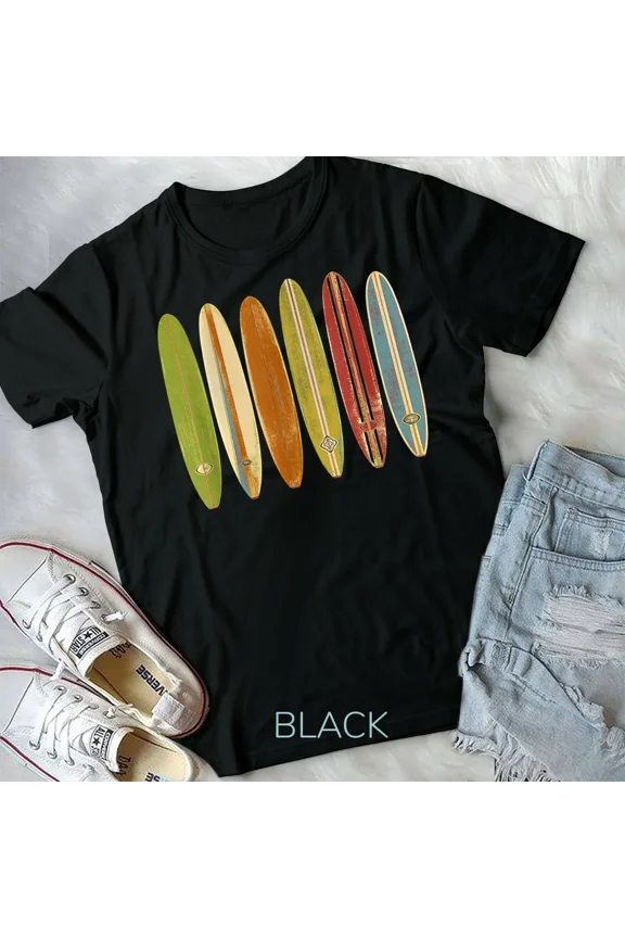 Longboard Surfboards Vintage Retro Style Surfing Unisex & Youth T-shirt
