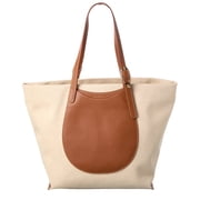 Longchamp Womens Accomplice Canvas Textured Leather Tote Bag Brown