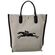 Longchamp Essential Toile Canvas & Leather Tote, White