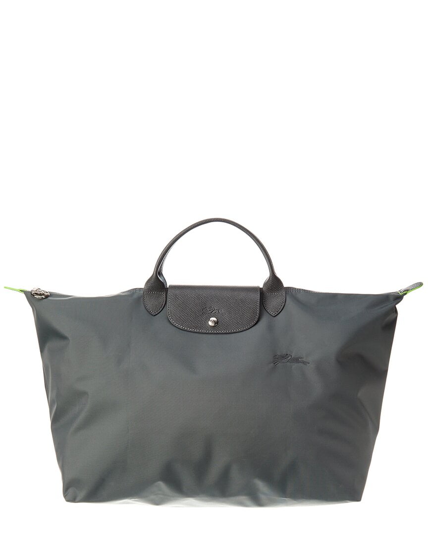 【送料&関税込】Longchamp Grey Handbag With Embossed Logo On Longchamp Female Grey Tote Bag With Embossed Logo And