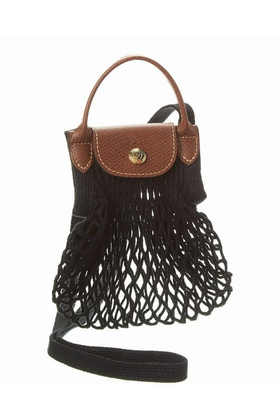 Le Pliage Filet Extra Small Mesh Handle Bag with Strap, Black