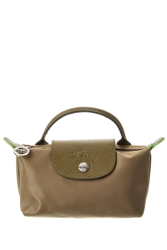 Le Pliage Green Canvas Pouch with Handle, Green