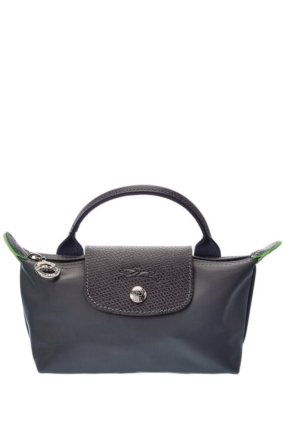 Le Pliage Green Canvas Pouch with Handle, Grey