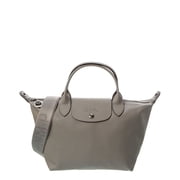 Longchamp Le Pliage XS Leather Short Handle Tote, Grey