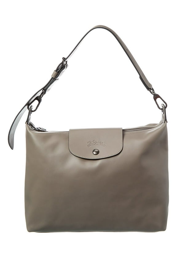 Le Pliage Xtra Medium Leather Hobo Bag, Grey