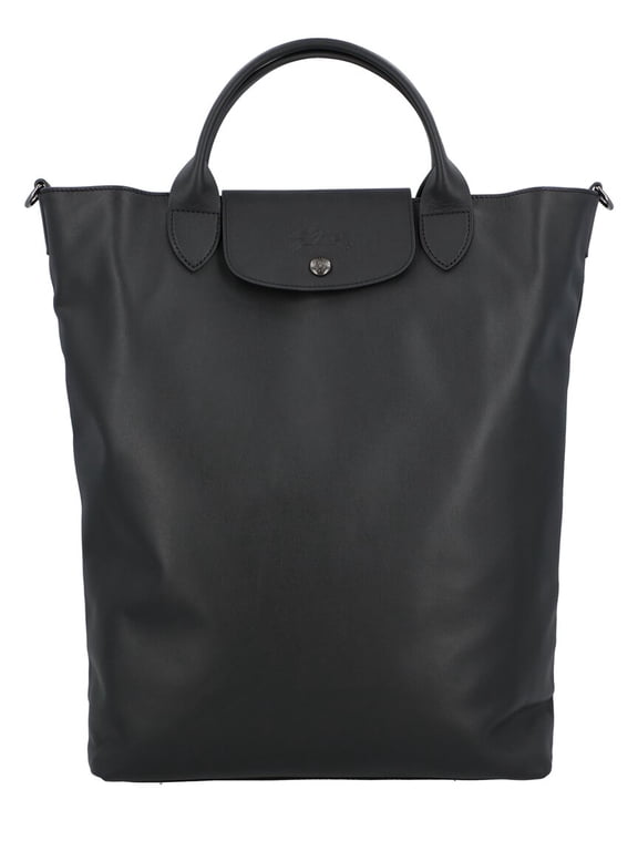 Le Pliage Xtra Medium Leather Tote, Black