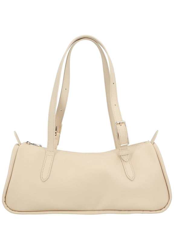 Long Leather Shoulder Bag, White
