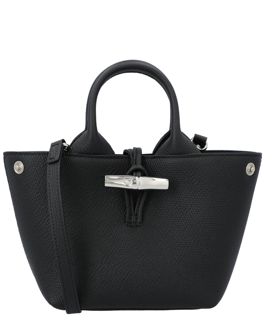 Longchamp Le Roseau Extra Small Leather Handbag, Black