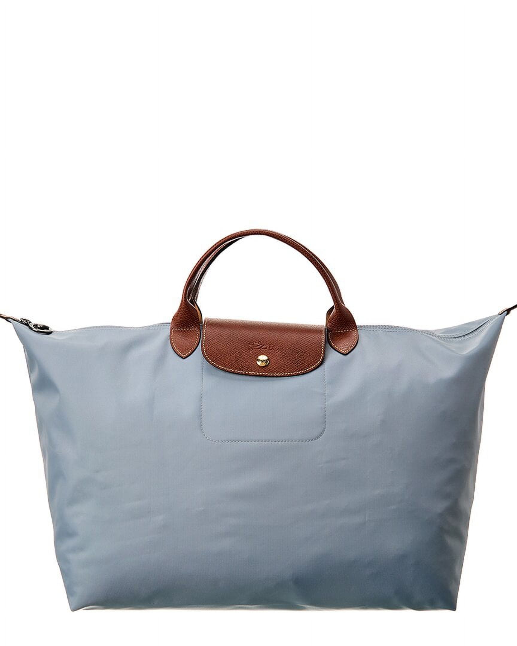 Longchamp Women's Leather Trim in Canvas Tote Bag, Gray - Walmart.com