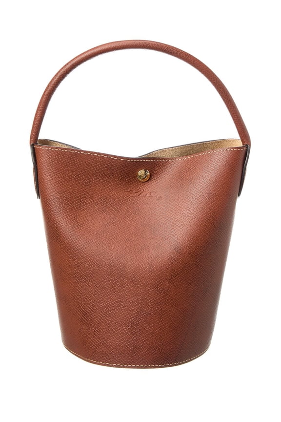 Épure Small Leather Bucket Bag, Brown