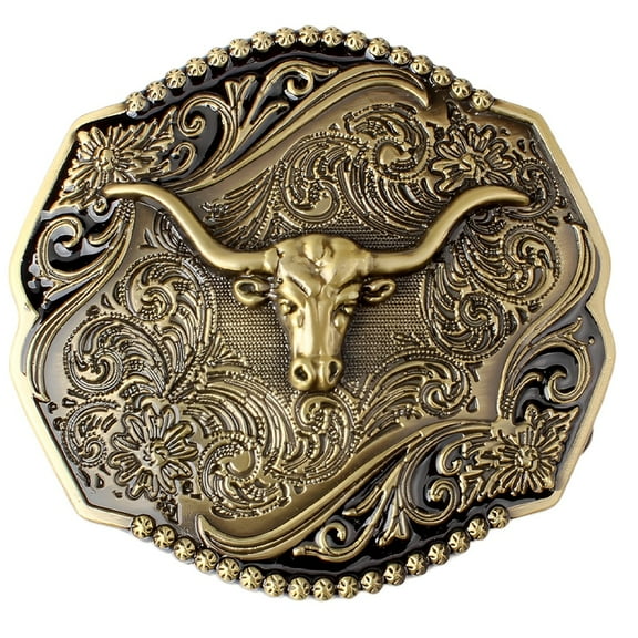Longcreek Bull Belt Buckle for Men, Longhorn Bull Belt Buckle, Retro Bull Filigree Belt Buckle, Punk Bull Head Belt Buckle, Western Cowboy Belt Buckle, Vintage Punk Rock Belt Buckle