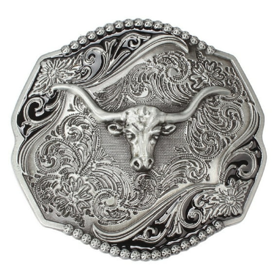 Longcreek Bull Belt Buckle for Men, Longhorn Bull Belt Buckle, Retro Bull Filigree Belt Buckle, Punk Bull Head Belt Buckle, Western Cowboy Belt Buckle, Vintage Punk Rock Belt Buckle