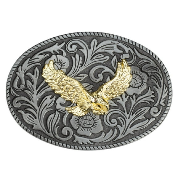 Longcreek Eagle Belt Buckle for Men, Flower Eagle Oval Filigree Belt Buckle, Vintage Hawk Belt Buckle, Norse Viking Eagle Belt Buckle, Western Cowboy Belt Buckle, Retro Punk Rock Belt Buckle