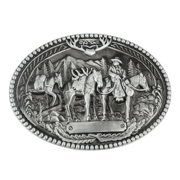 Longcreek Horse Belt Buckle for Men, Punk Horse Oval Belt Buckle, Horses Rider Belt Buckle, Western Cowboy Belt Buckle, Vintage Punk Rock Belt Buckle