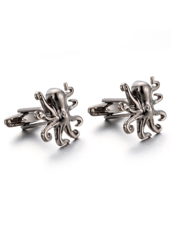 Octopus Cufflinks for Men, Norse Viking Octopus Cufflinks, Silver Octopus Cuff Links, Octopus Shirt Tuxedo Cufflinks, Punk Animal Octopus Cufflinks French Cufflinks