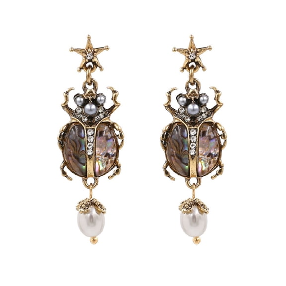 LongcreekX Beetle Insect Earrings for Women, Beetle Drop Earrings, Pearl Insect Dangle Earrings Hypoallergenic, Star Skull Ladybug Earrings Studs, Cute Insect Jewelry Funny Earrings