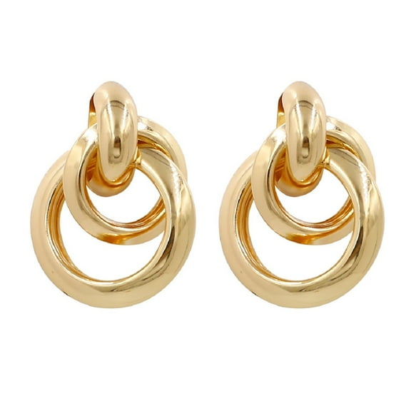 LongcreekX Circle Statement Earrings for Women, Round Double Circle Earrings, Double Hoop Earrings Hypoallergenic, Twisted Earrings Studs, Chunky Gold Drop Hoop Earrings, Cute Jewelry Funny Earrings