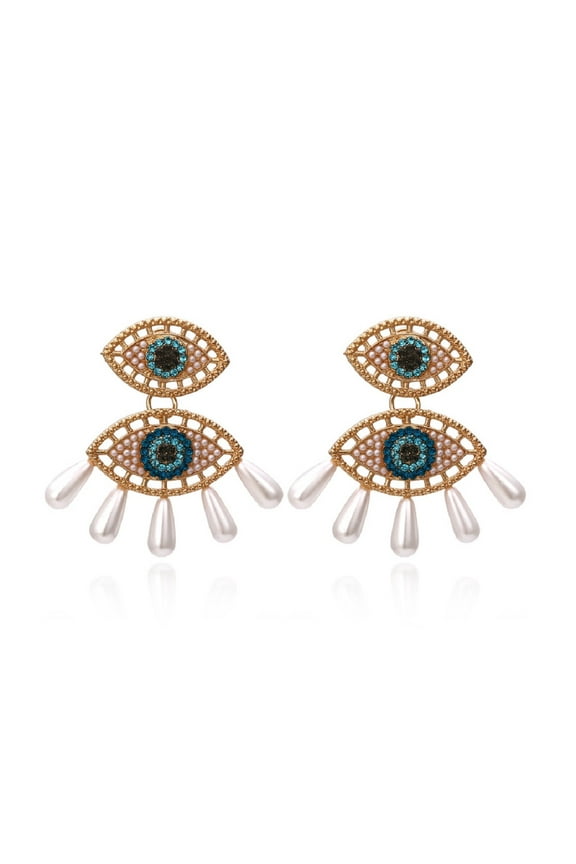 Eye Earrings for Women, Evil Eye Tassel Earrings, Beaded Pearl Eye Dangle Earrings Hypoallergenic, Cute Eye Bohemian Drop Earrings, Devil Eye Earrings Studs, Halloween Eye Funny Earrings