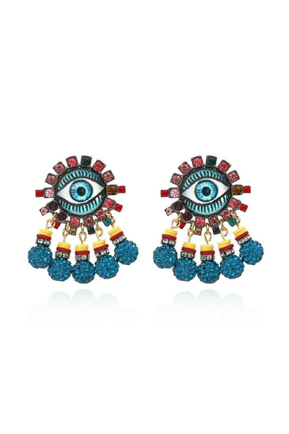 Eye Statement Earrings for Women, Evil Eye Earrings, Beaded Eye Dangle Earrings Hypoallergenic, Cute Blue Eye Earrings Studs, Bead Ball Drop Earrings, Eye Jewelry Funny Earrings