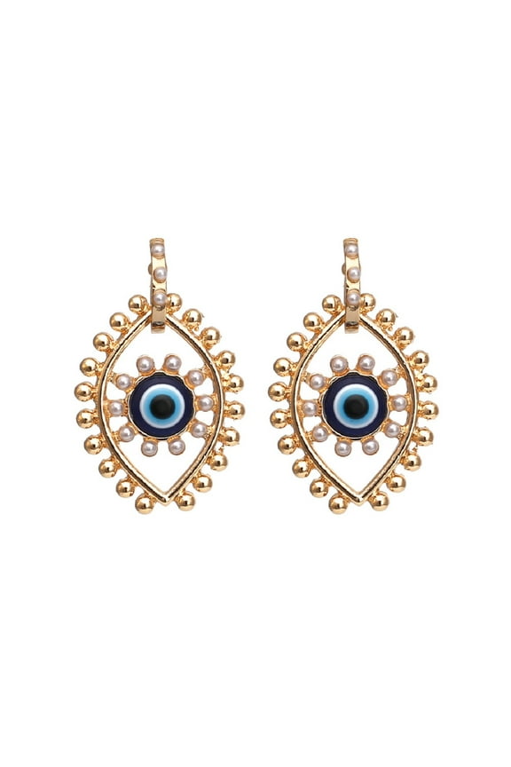 Eye Statement Earrings for Women, Evil Eye Earrings, Pearl Eyes Dangle Hoop Earrings Hypoallergenic, Beaded Eye Earrings Studs, Cute Blue Eye Earrings, Eye Jewelry Funny Earrings