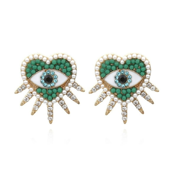 LongcreekX Eye Statement Earrings for Women, Evil Eye Stud Earrings, Pearl Eye Earrings Hypoallergenic, Eye Heart Earrings Studs, Beaded Eye Ear Studs, Cute Eye Jewelry Funny Earrings