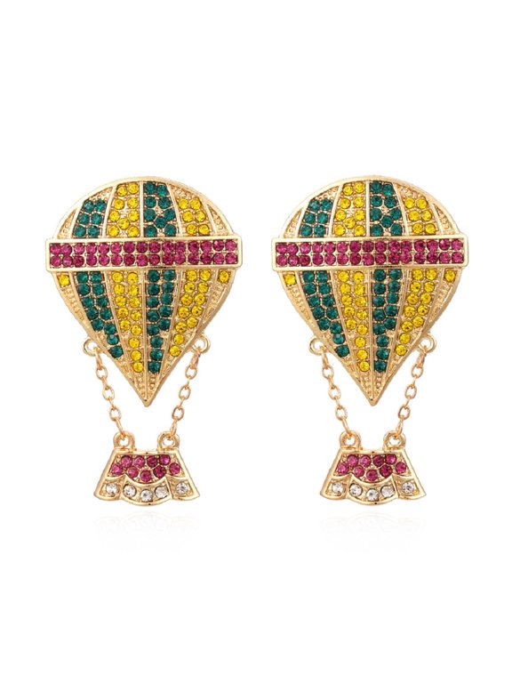 Hot Air Balloon Earrings for Women, Colorful Hot Air Balloon Stud Earrings, Beaded Hot Air Balloon Statement Earrings Hypoallergenic, Cute Balloon Earrings Studs